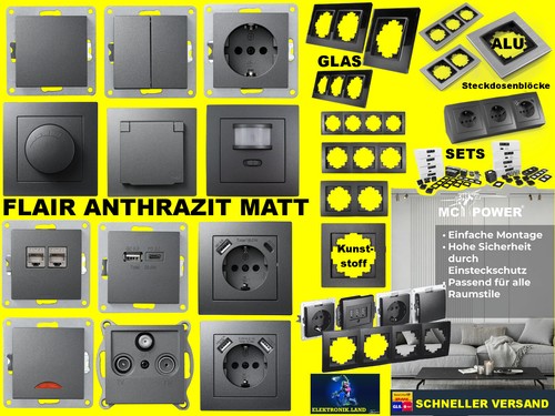 Flair anthrazit steckdosen - anthrazit,